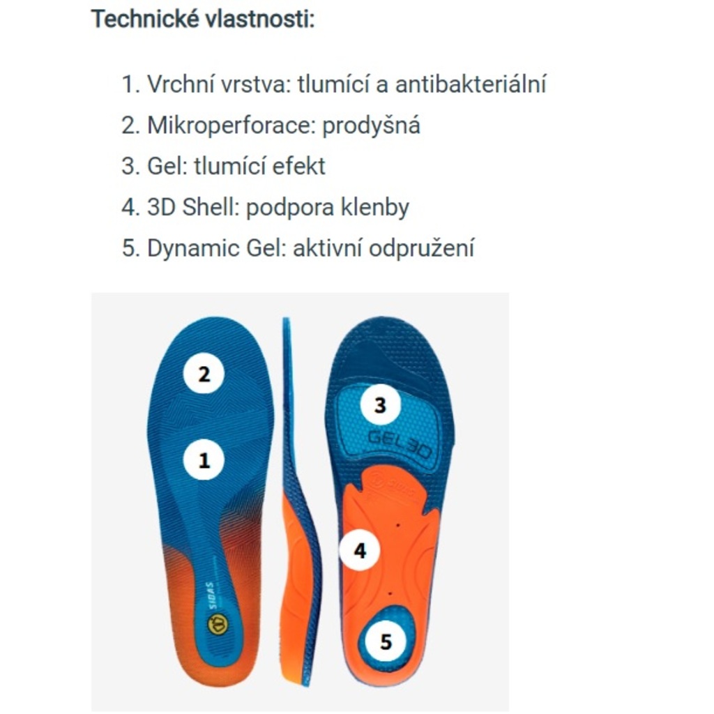 Przybory ortopedyczne Sidas Cushioning Gel 3D
