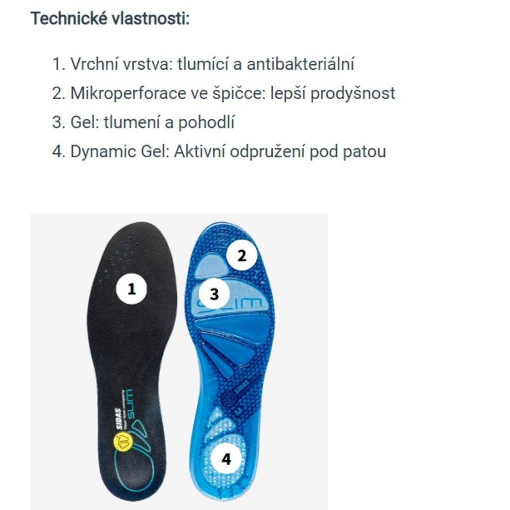 Przybory ortopedyczne Sidas Cushioning Gel Slim